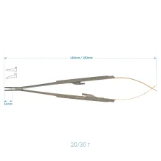 Иглодержатель микрохирургический Кастровьехо (Castroviejo) TC Knurling Gold, 14 см, прямой
