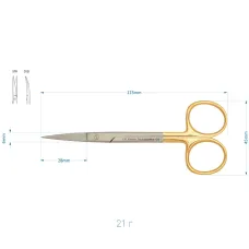 Ножницы Ирис (Iris) TC Gold, 11,5 см, прямые