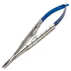 Иглодержатель микрохирургический Кастровьехо (Castroviejo) TC Round Blue, 14 см, прямой