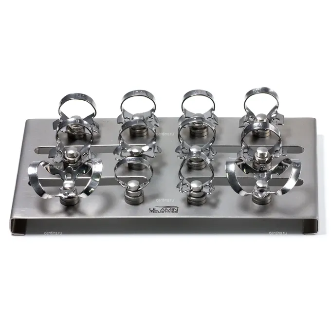 Набор из 12 клампов для коффердама с подставкой Silver