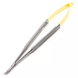 Ножницы микрохирургические Кастровьехо (Castroviejo) TC Knurling Gold, 18 см, изогнутые