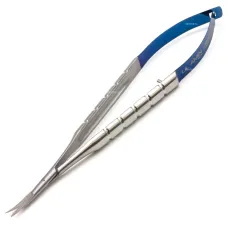 Ножницы микрохирургические Кастровьехо (Castroviejo) TC Round Blue, изогнутые