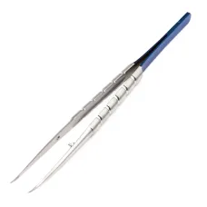Пинцет микрохирургический с алмазным напылением Diamond Round Blue, 16 см, изогнутый