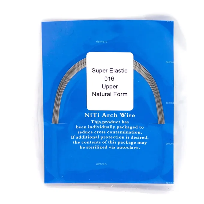 Дуга ортодонтическая NiTi круглая 016, верхняя, SuperElastic Natural A-quality, 10 шт
