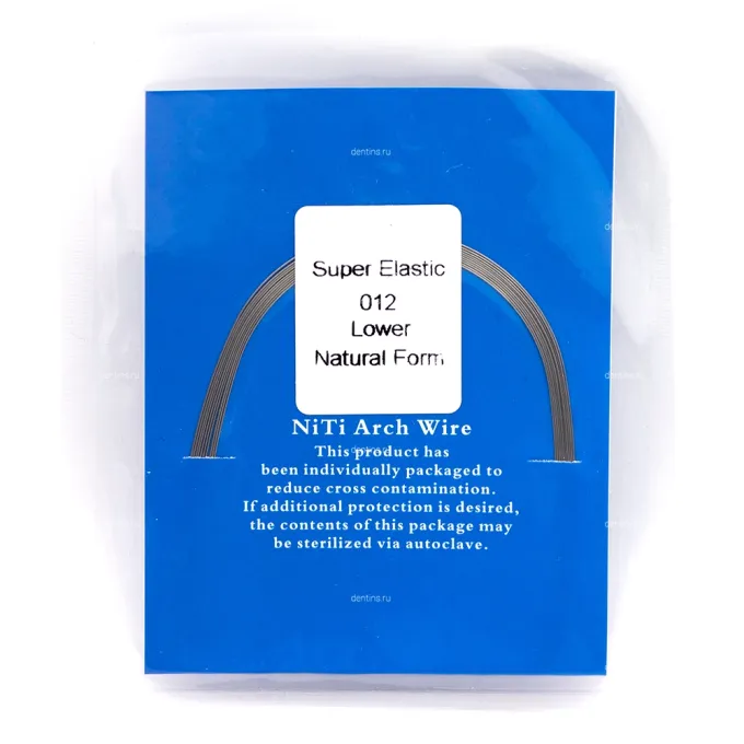 Дуга ортодонтическая NiTi круглая 012, нижняя, SuperElastic Natural A-quality, 10 шт