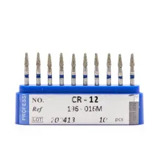 Бор стоматологический алмазный конусный с закруглённым торцом (для турбинного наконечника, синий, 1,6x4 мм) - 10 шт