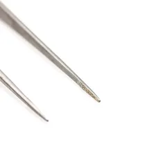 Пинцет микрохирургический с алмазным напылением Diamond Round Blue, 16 см, прямой