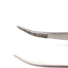 Пинцет микрохирургический с алмазным напылением Diamond Round Blue, 16 см, изогнутый